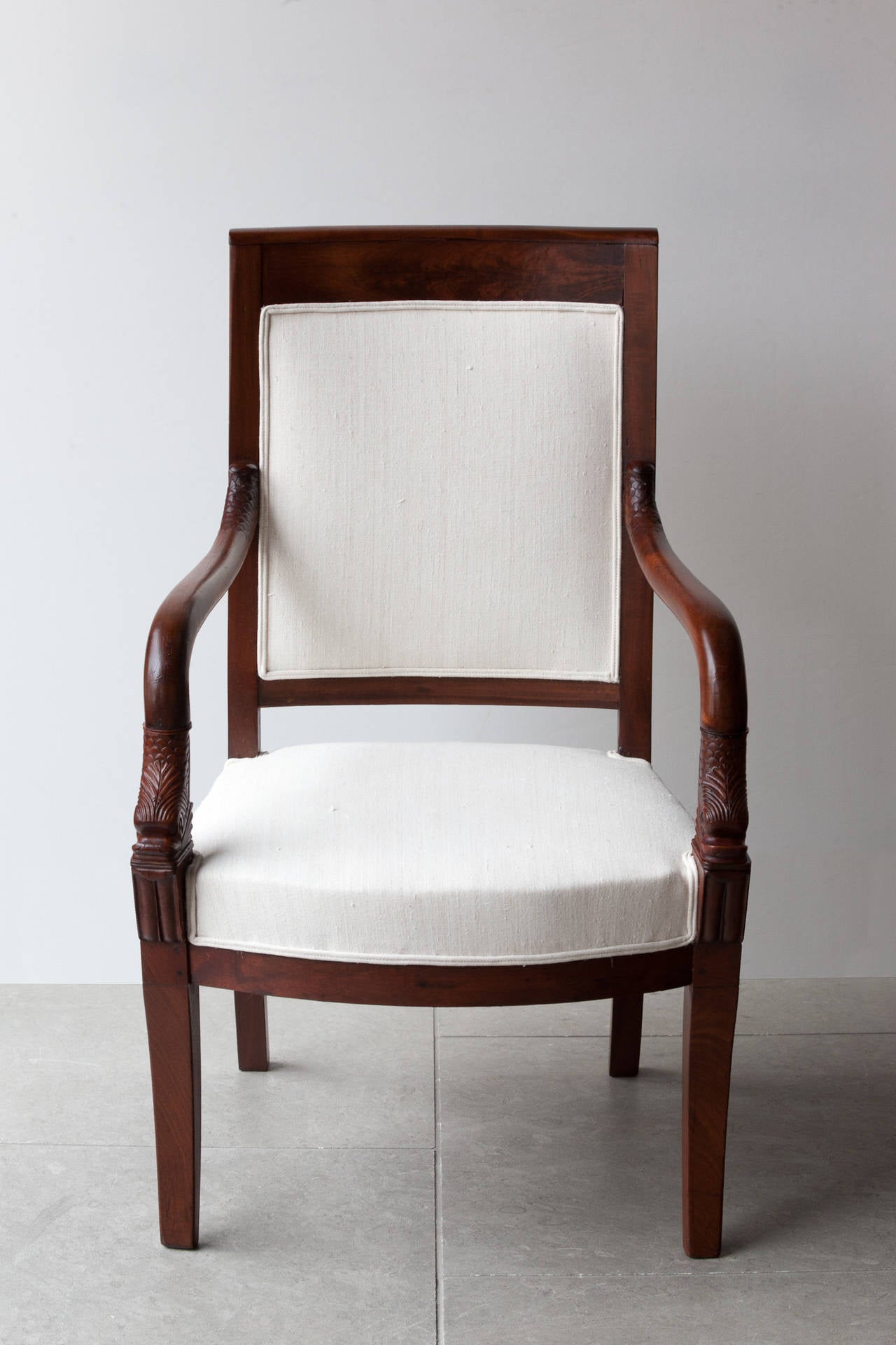 French A Set Of Four Louis Philippe Carved Mahogany Dining Chairs For Sale