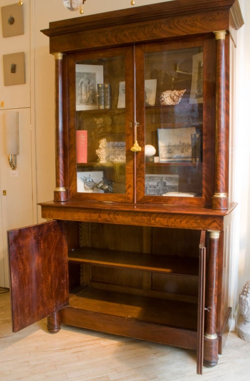 Pair of French Empire Flame Mahogany Bookcases 4