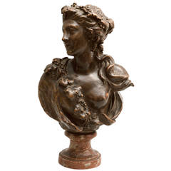 Terracotta Bust 'Flore' after Clodion
