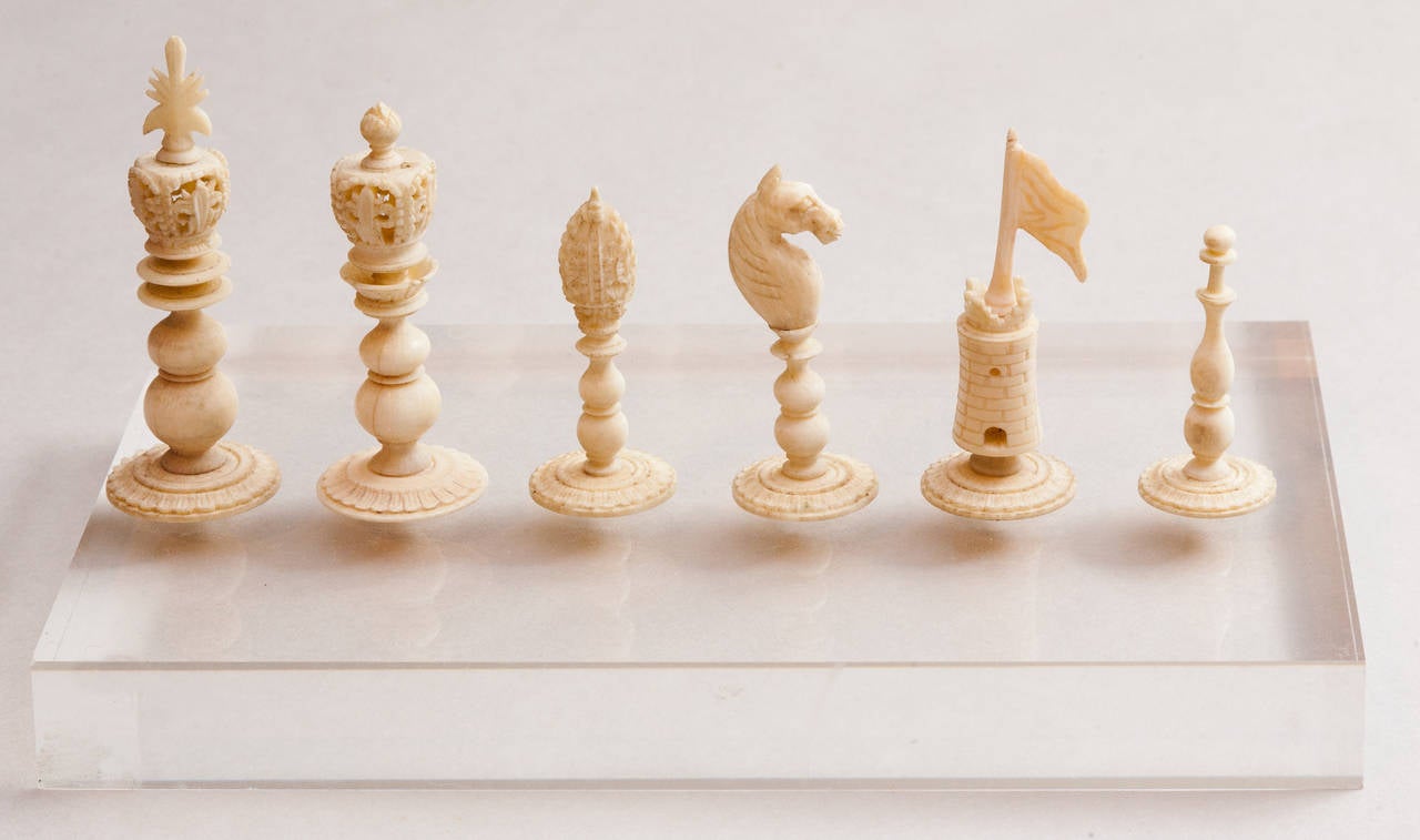 hand carved ivory chess set value