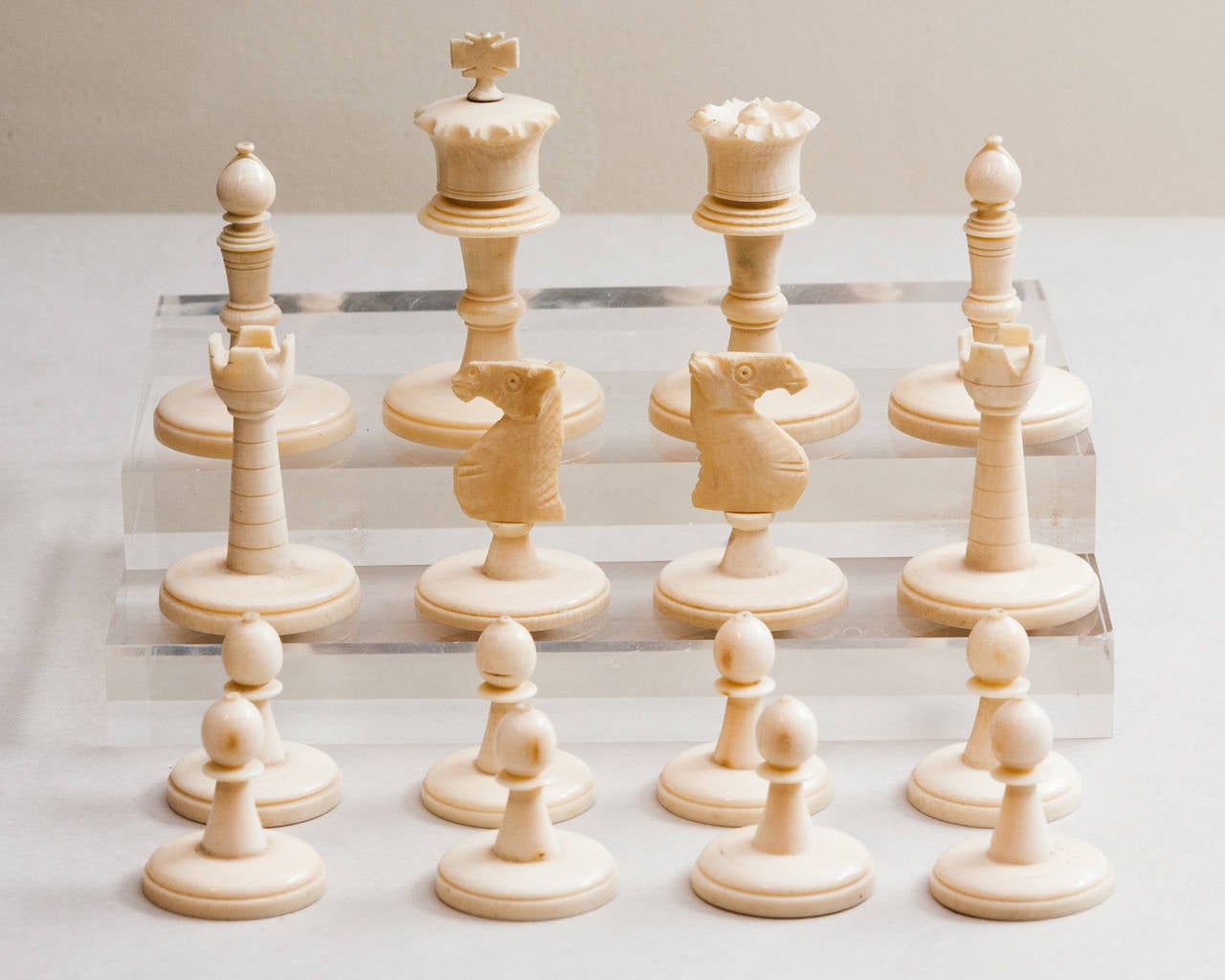 Indian Art Deco Ivory Chess Set