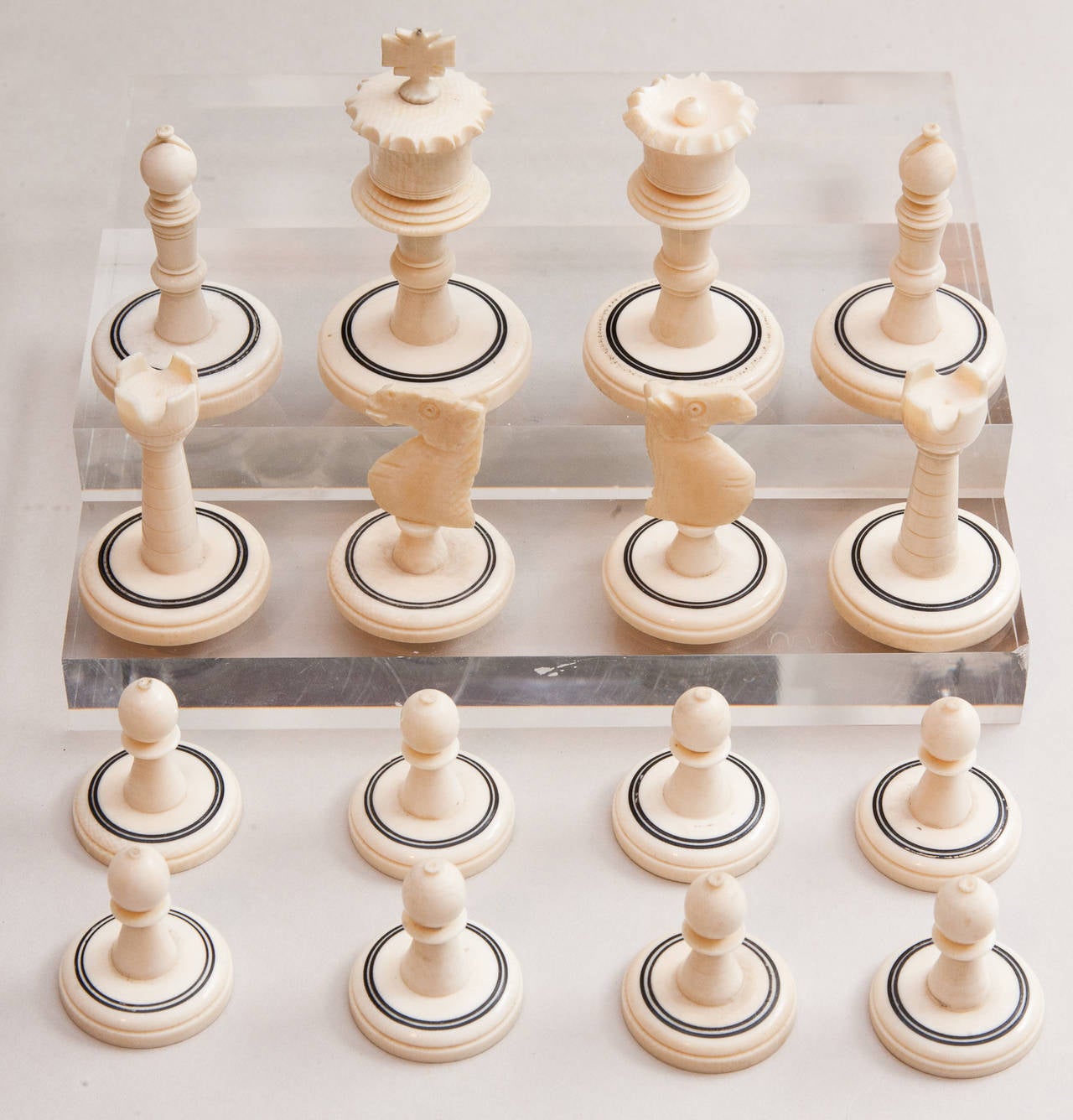 20th Century Art Deco Ivory Chess Set
