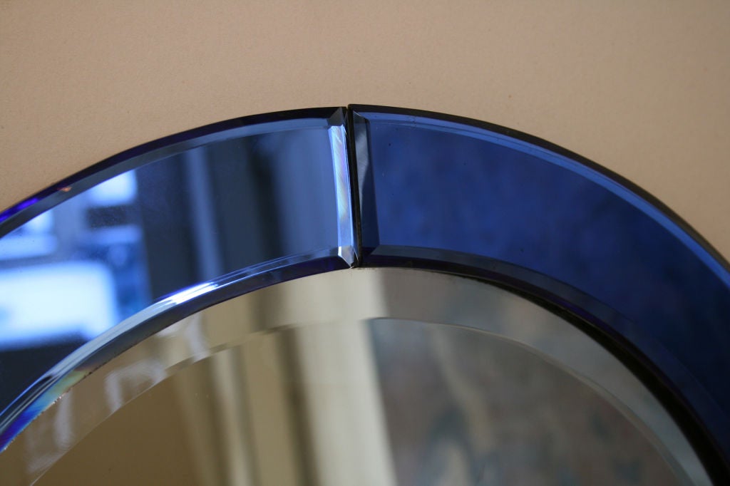 20th Century 1930's Italian Blue Glass Mirror