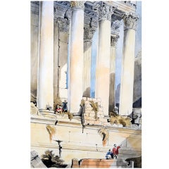 Large Watercolor of Egyptian Ruins