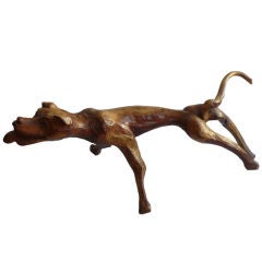 Carved Wood Sculpture of a Dog