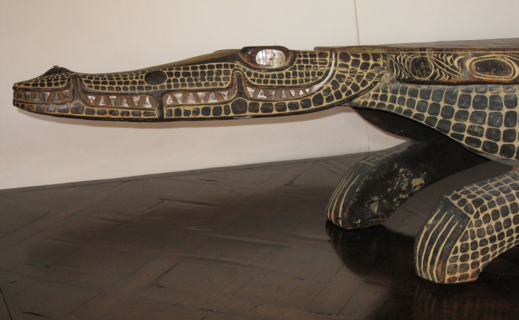 Folk Art Wonderful Large Carved Crocodile