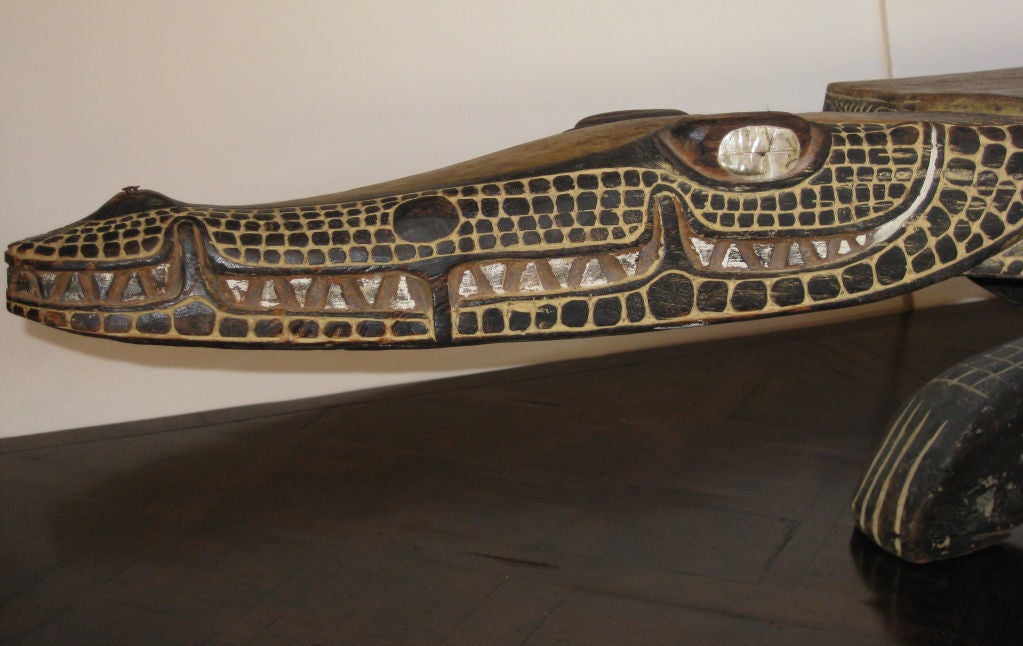 Papua New Guinean Wonderful Large Carved Crocodile
