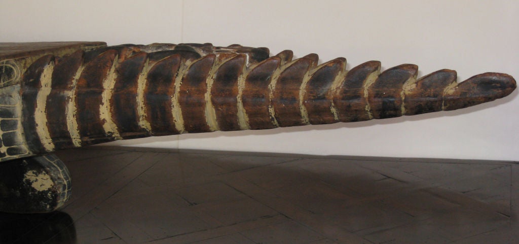 20th Century Wonderful Large Carved Crocodile