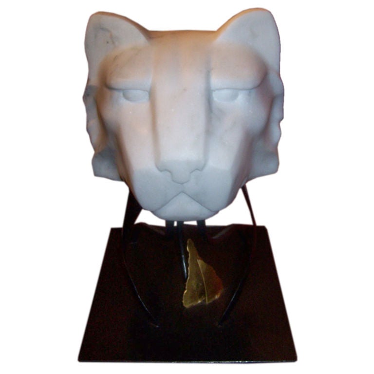 Italy Marble Sculpture of a Jaguar For Sale