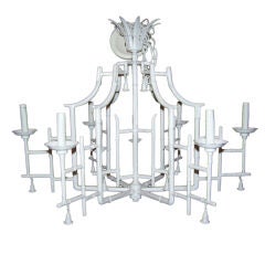 Large Faux Bamboo Metal Pagoda Chandelier