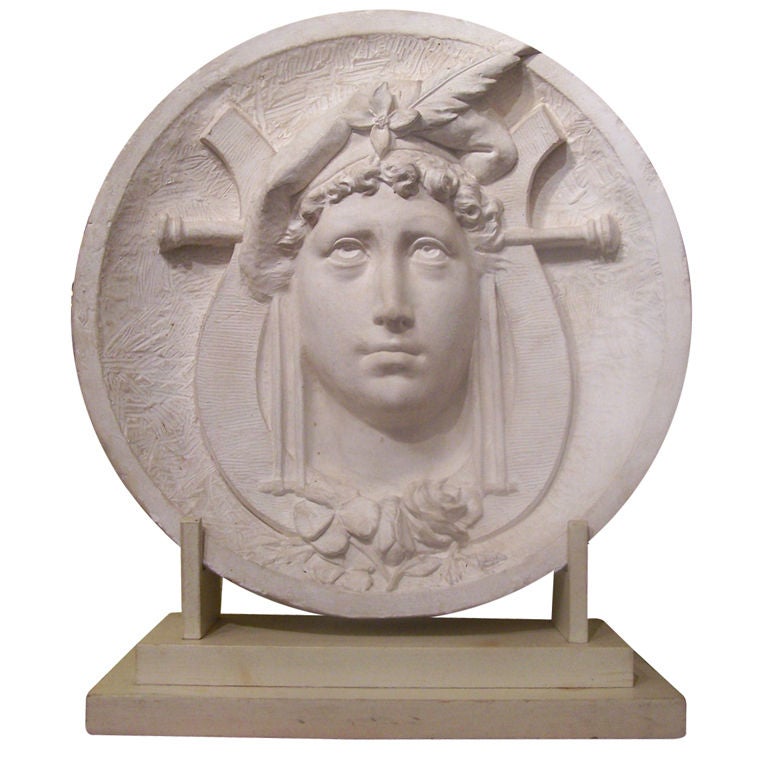 Plaster Roundel of an Allegorical Female Figure For Sale