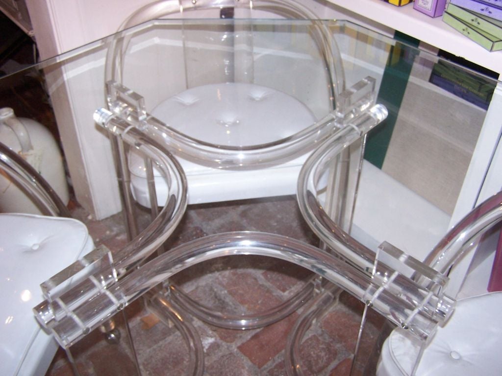 Late 20th Century Mid-Century Lucite Dining Set with Table and Chairs