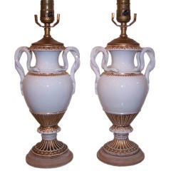 Pair of Sevres Urn Form Lamps