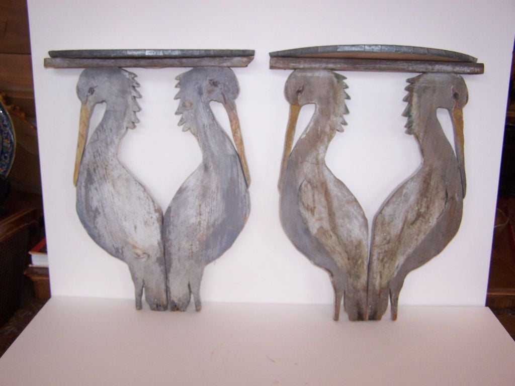 Pair of Water Bird Wall Shelves