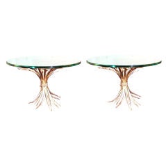Pair of Gilded Wheat Sheaf End Tables Pair of Gilded Wheat Sheaf End Tables