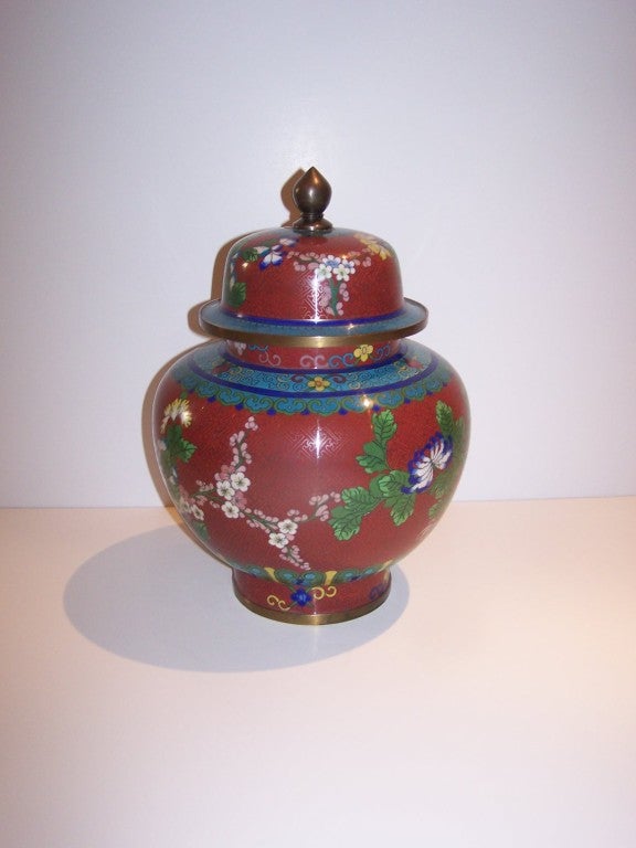 Covered Chinese Cloisonne Chalice form Urn