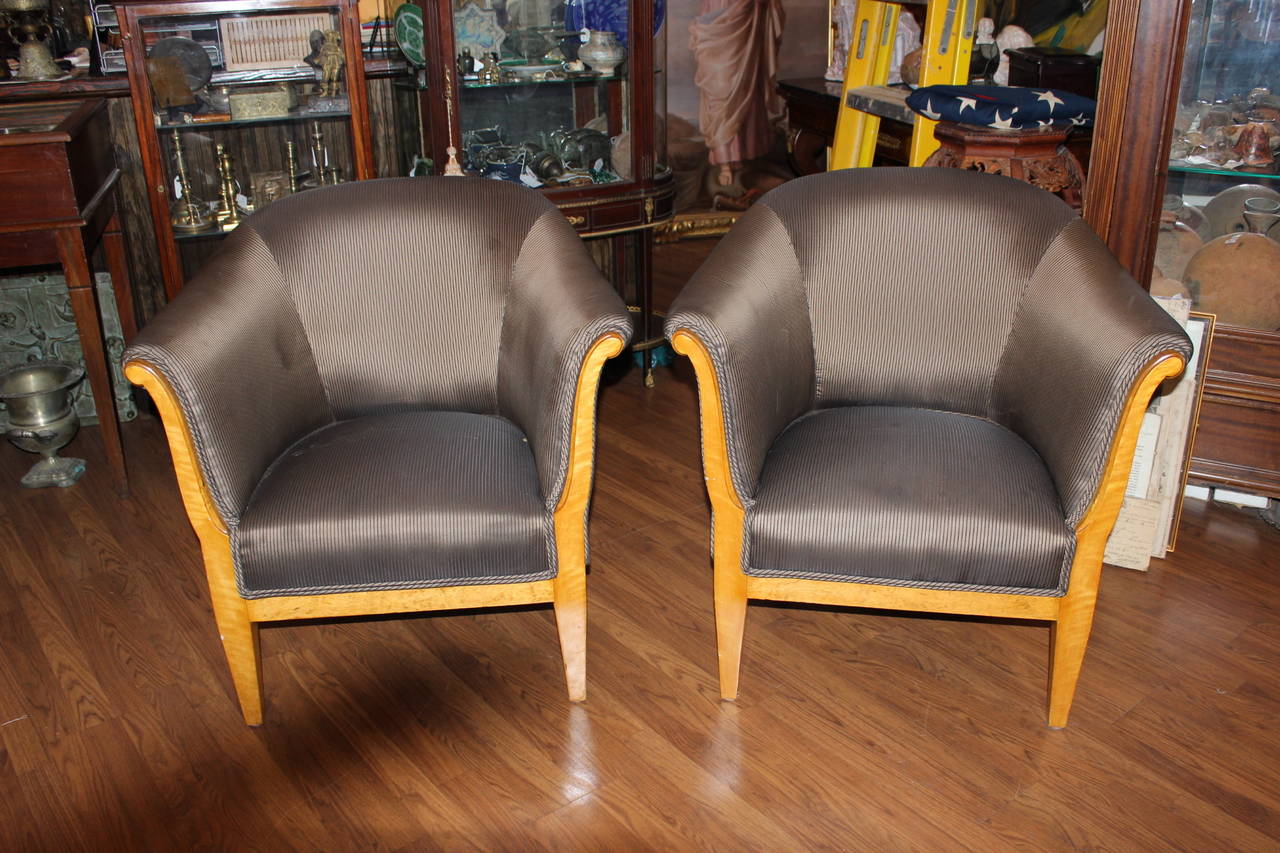 Pair of Swedish Birchwood Chairs For Sale 2