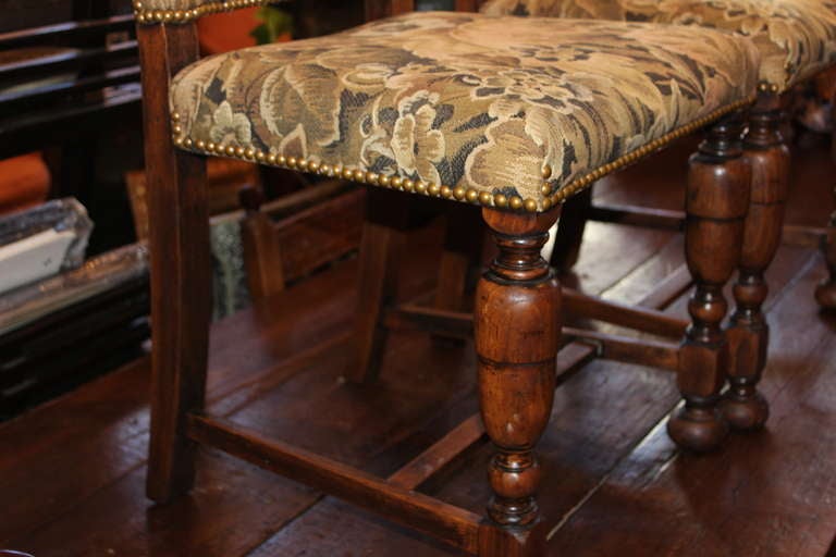 Set of Four Upholstered Oak Low Back Chairs