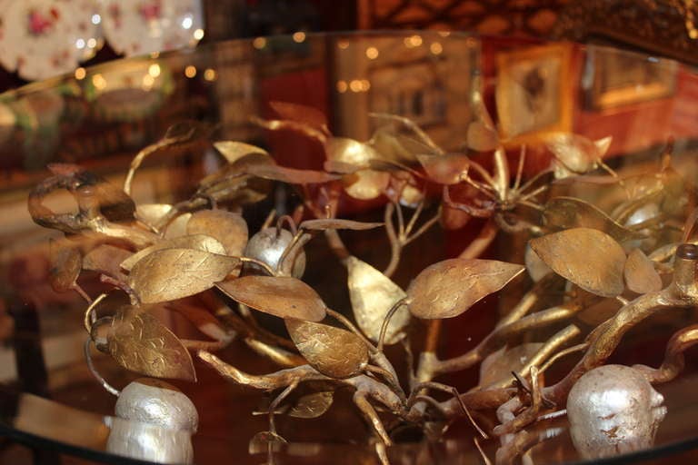 Metal Silver and Gold Lemon Tree Table In Good Condition In Washington, DC