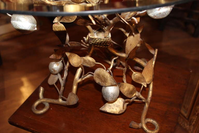 Late 20th Century Metal Silver and Gold Lemon Tree Table
