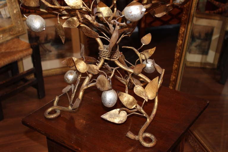 Unknown Metal Silver and Gold Lemon Tree Table