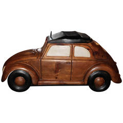 Vintage Hand-Carved and Painted VW Car or Bar