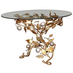 Metal Silver and Gold Lemon Tree Table