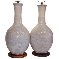 A Pair of Venetian Style Glass Lamps