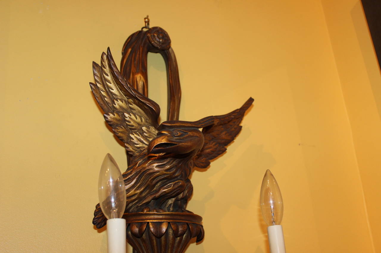 Pair of Italian Gilt Eagle Scones For Sale 1