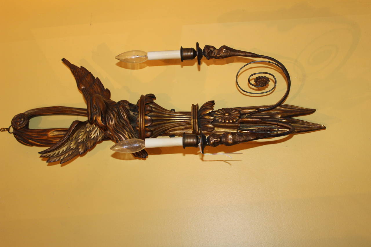 Pair of Italian Gilt Eagle Scones For Sale 4