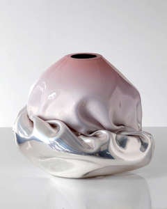 Unique crinkled sculptural vessel