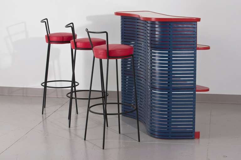 Bar & Bar Stools by Joaquim Tenreiro In Good Condition In New York, NY