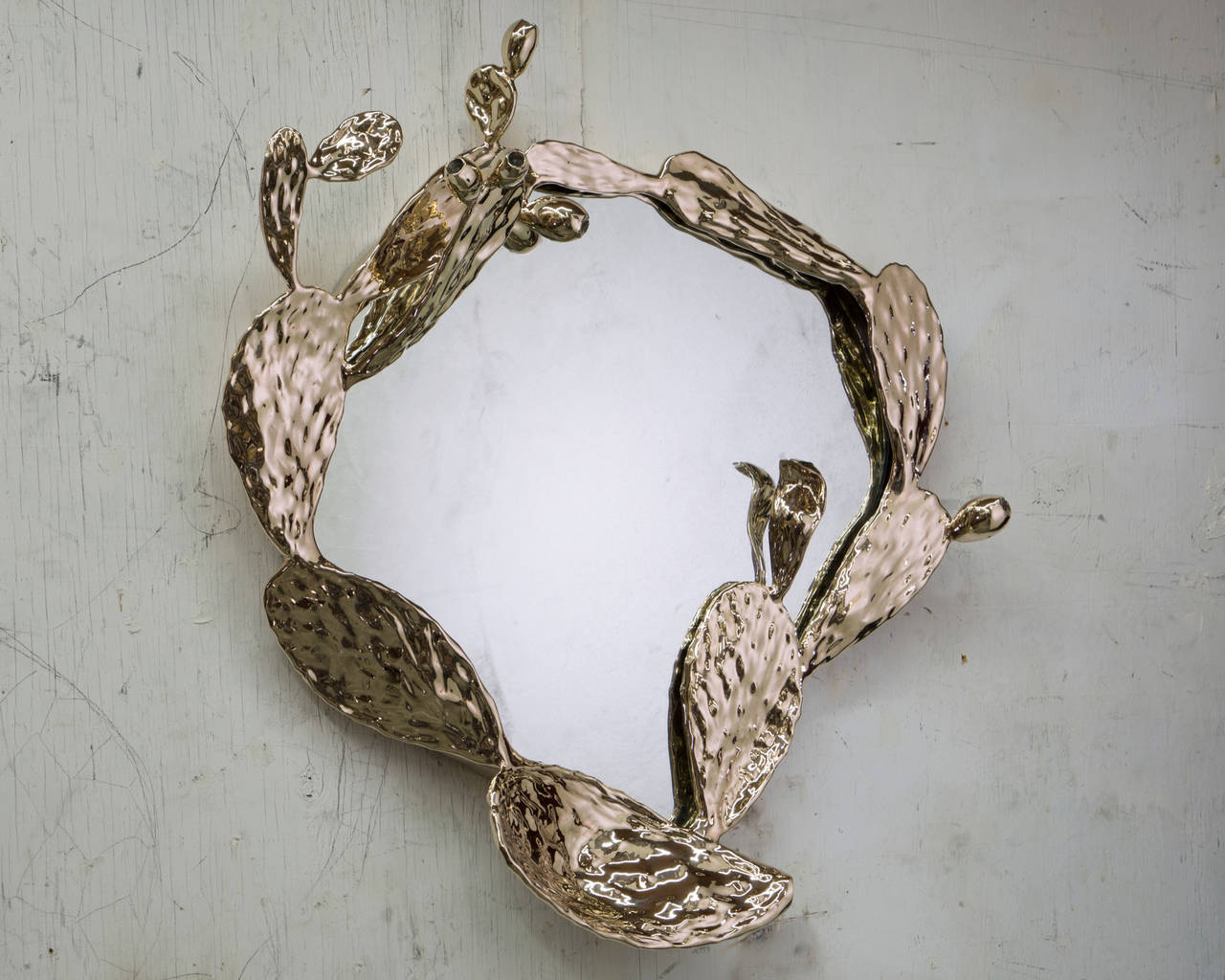 Unique Nopales Wall Mirror in Bronze by David Wiseman, American, 2015