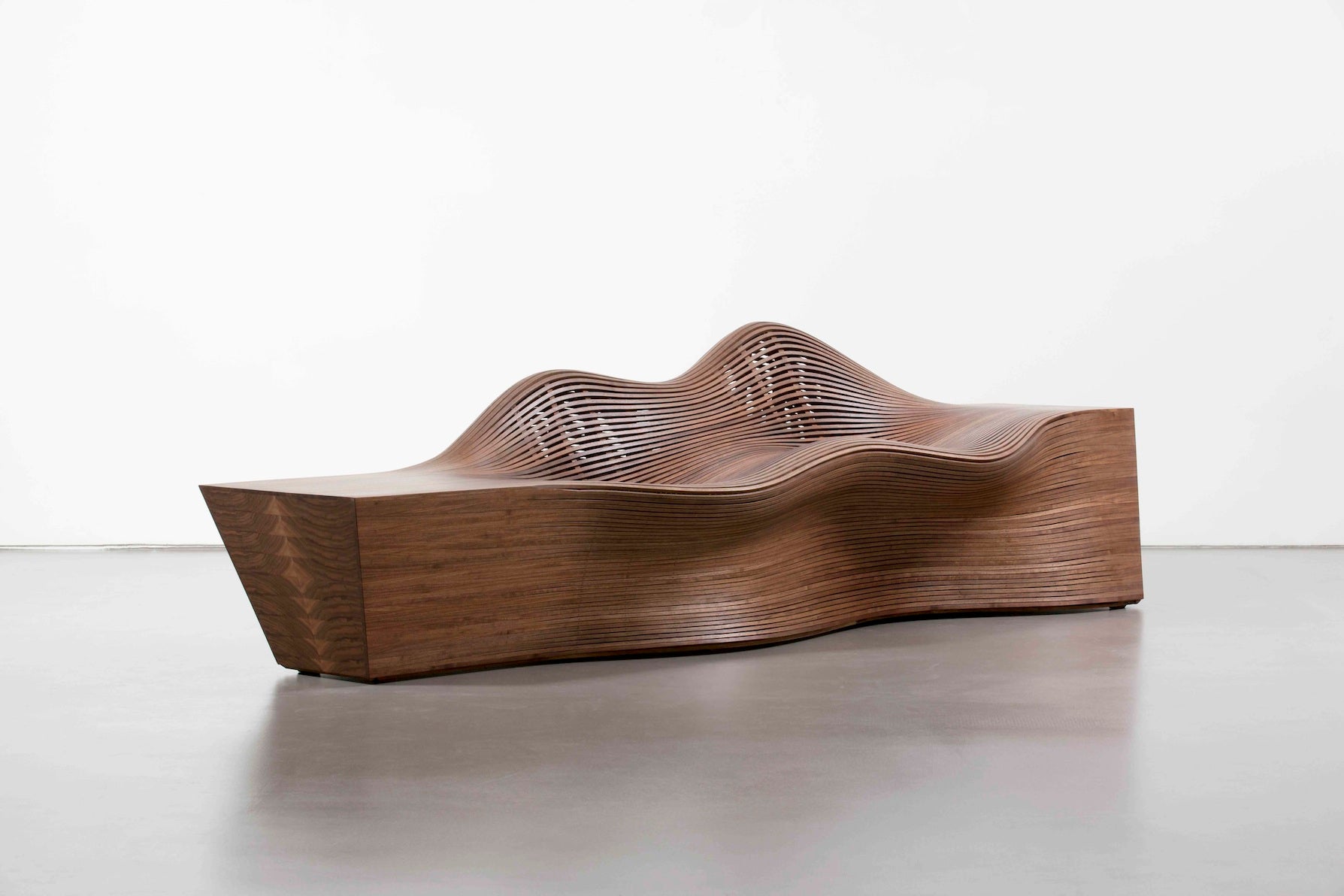 "Steam 20" bench in walnut by Bae Sehwa