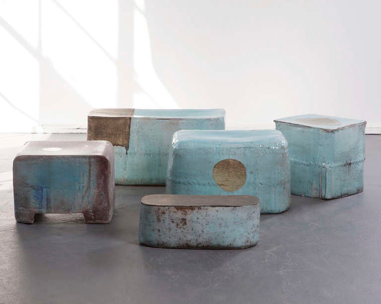 Ceramic stools in traditional glaze. Designed and made by Hun-Chung Lee, Korea, 2012 (sold individually).