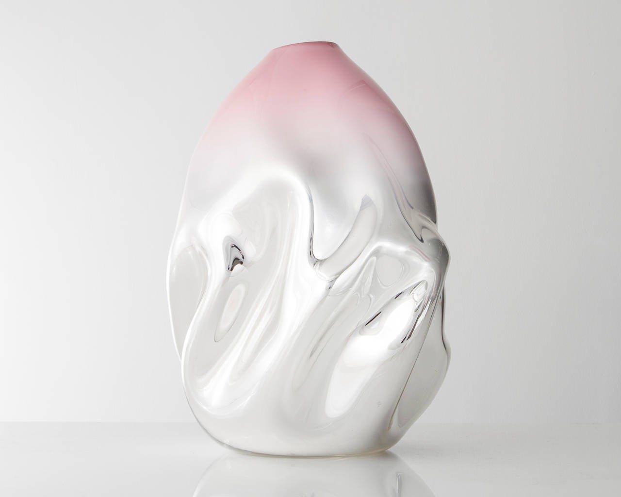 American Crumpled Glass Sculptural Vessel, Hand-Blown by Jeff Zimmerman, 2014