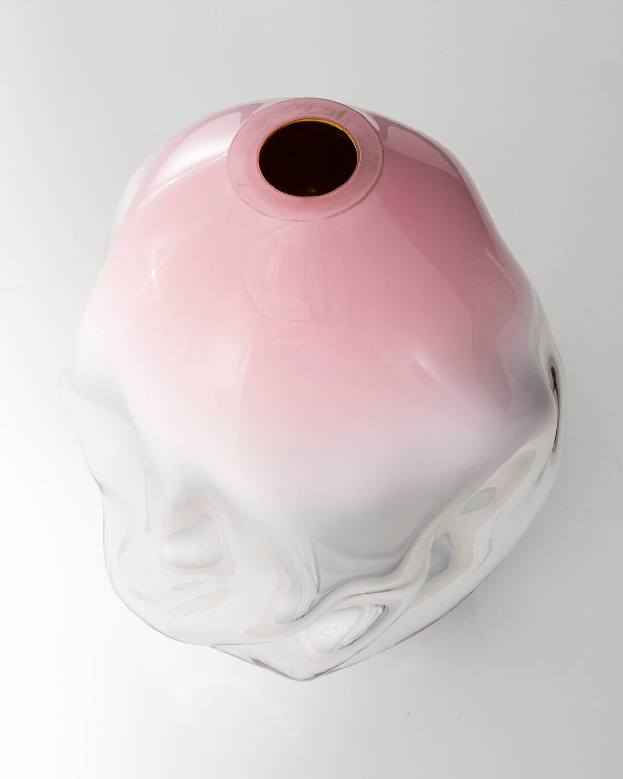 Hand-Crafted Crumpled Glass Sculptural Vessel, Hand-Blown by Jeff Zimmerman, 2014