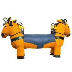 Therapeutisches Spielzeug mit zwei Gesichtern aus Pony in Jute mit Leder von Renate Mller