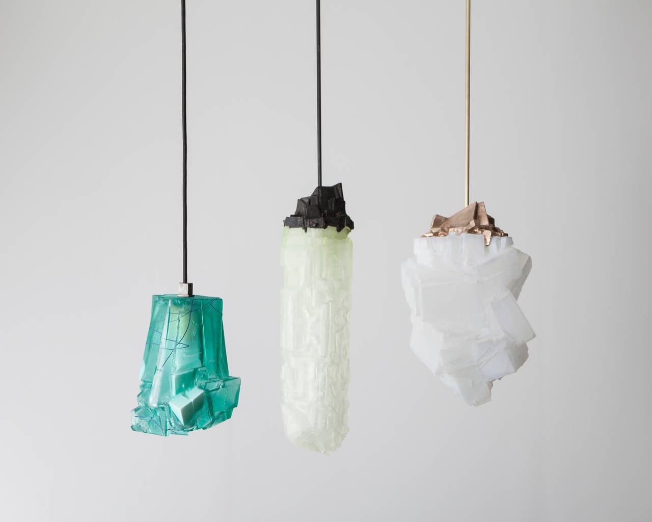 Hand-Crafted Unique Assemblage Pendant Lamp in Opaline Glass by Thaddeus Wolfe, 2014