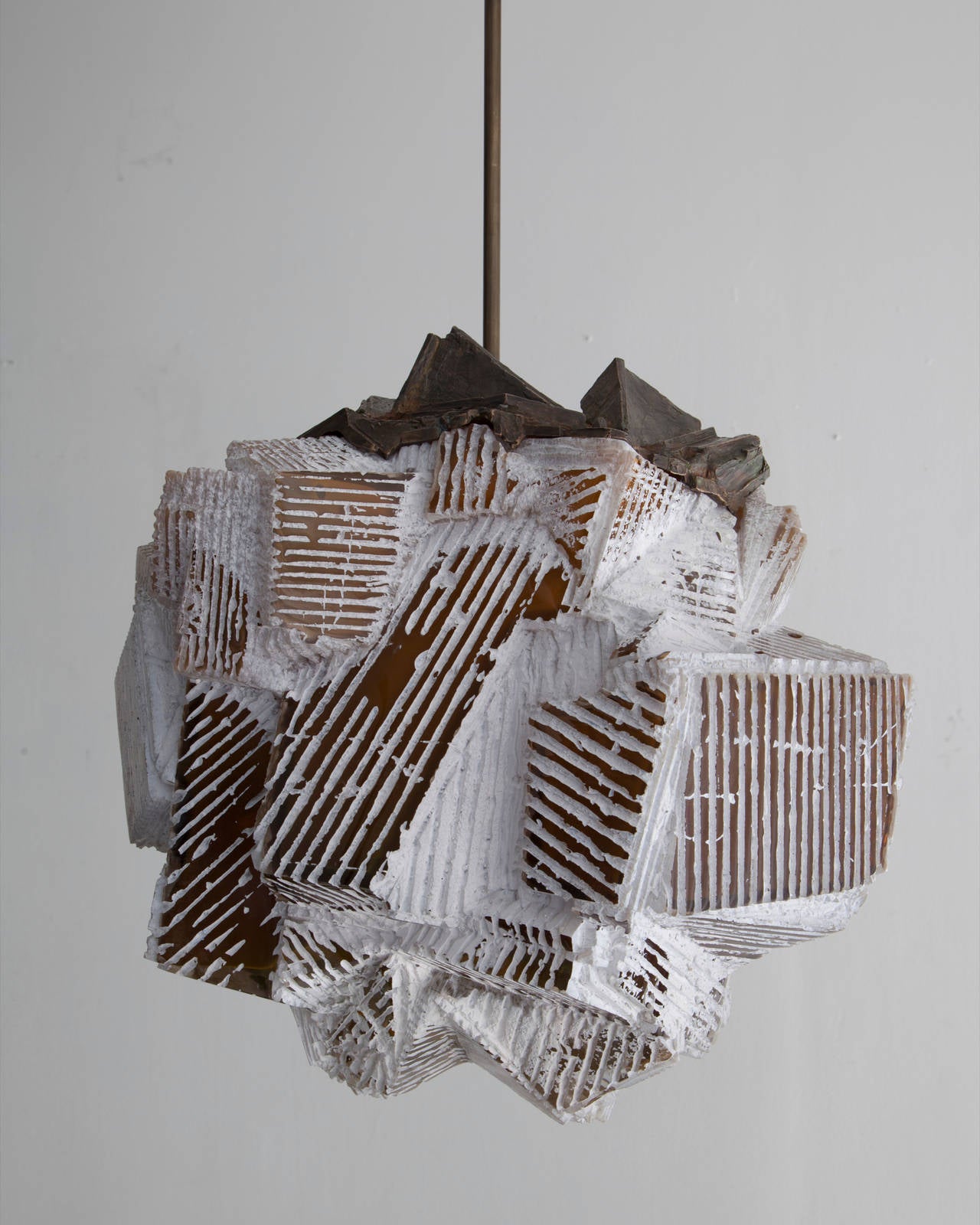 American Unique Pendant lamp in hand-blown, cut and polished glass.By Thaddeus Wolfe