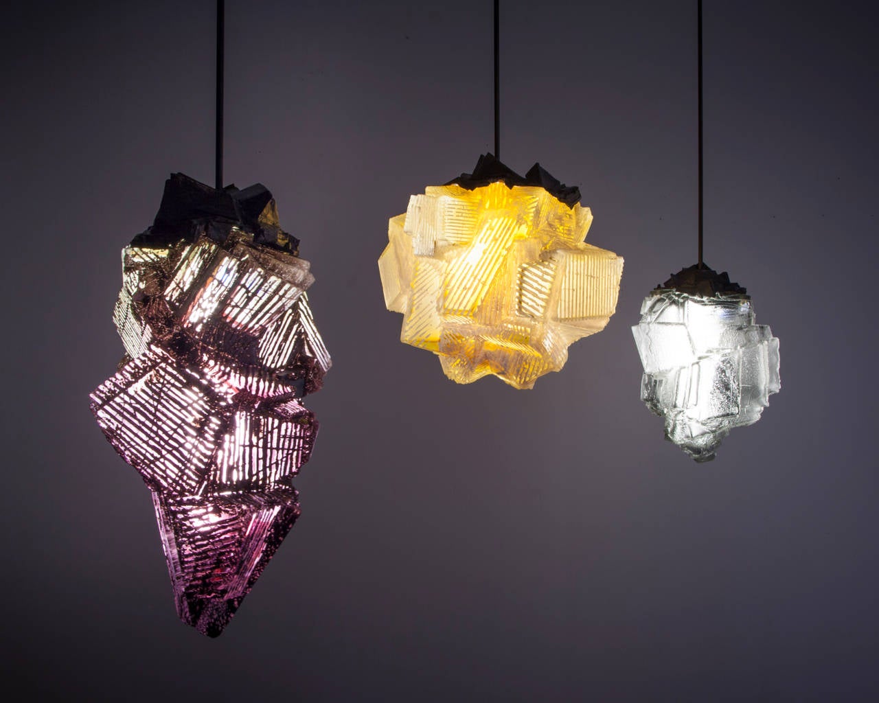 Unique Pendant lamp in hand-blown, cut and polished glass.By Thaddeus Wolfe 2
