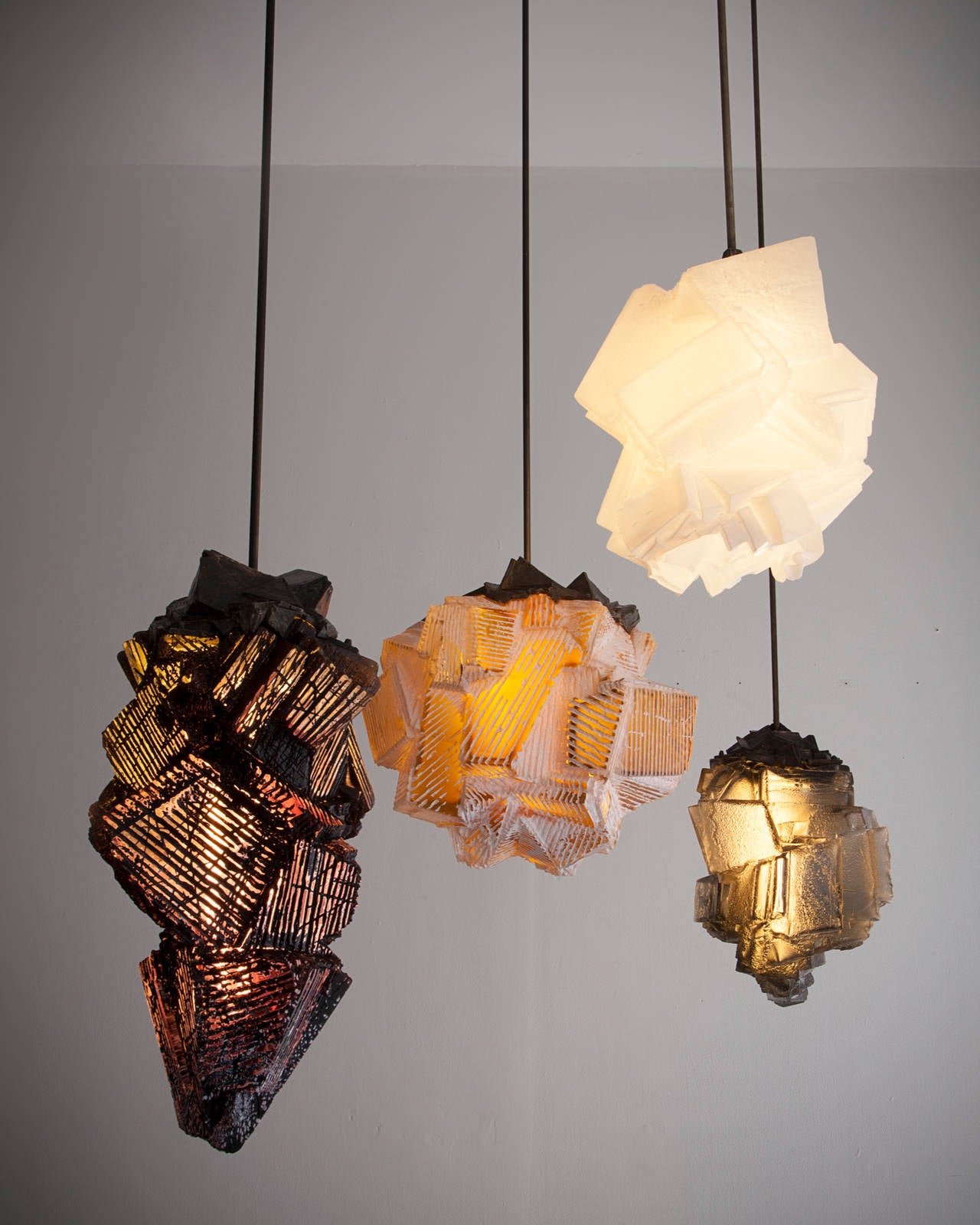 Unique Pendant lamp in hand-blown, cut and polished glass.By Thaddeus Wolfe 3