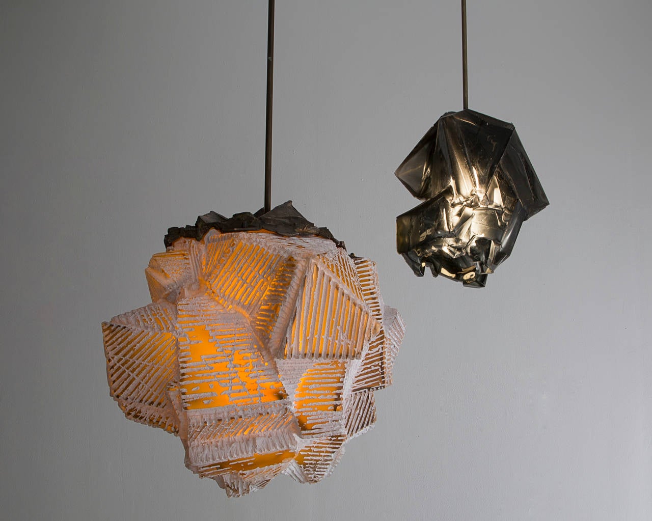 American Unique Assemblage Pendant Lamp in Grey Handblown Glass by Thaddeus Wolfe, 2014