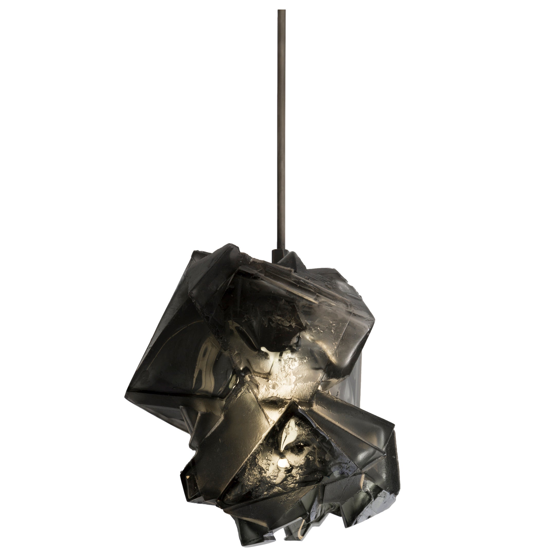 Unique Assemblage Pendant Lamp in Grey Handblown Glass by Thaddeus Wolfe, 2014