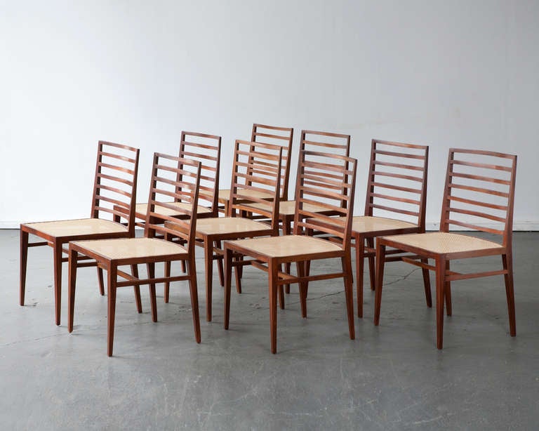 Brazilian Set of Nine Dining Chairs by Joaquim Tenreiro, Brazil, 1950s