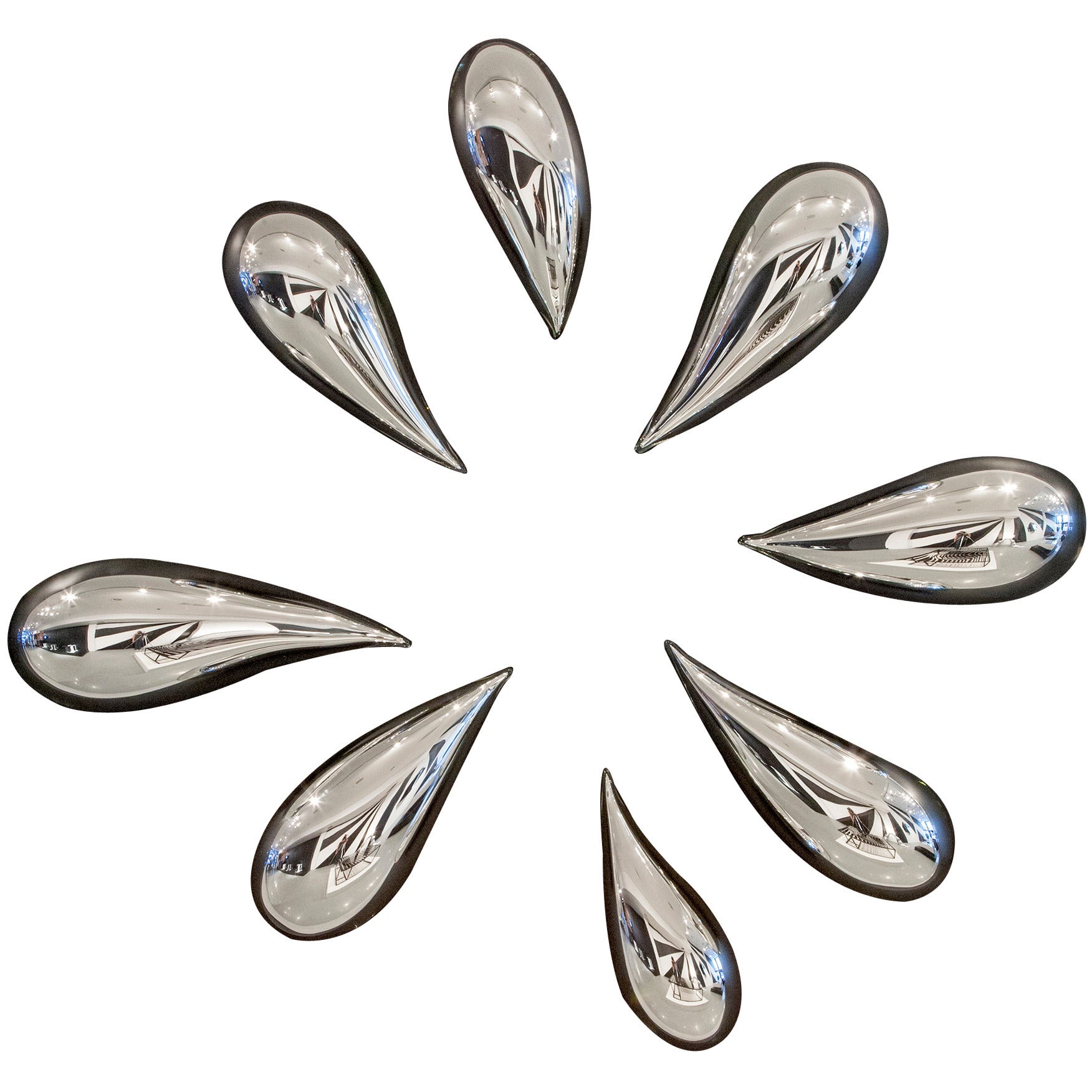 Unique Wall-Hung "Splash" Sculpture in Mirrorized Glass, Made by Jeff Zimmerman