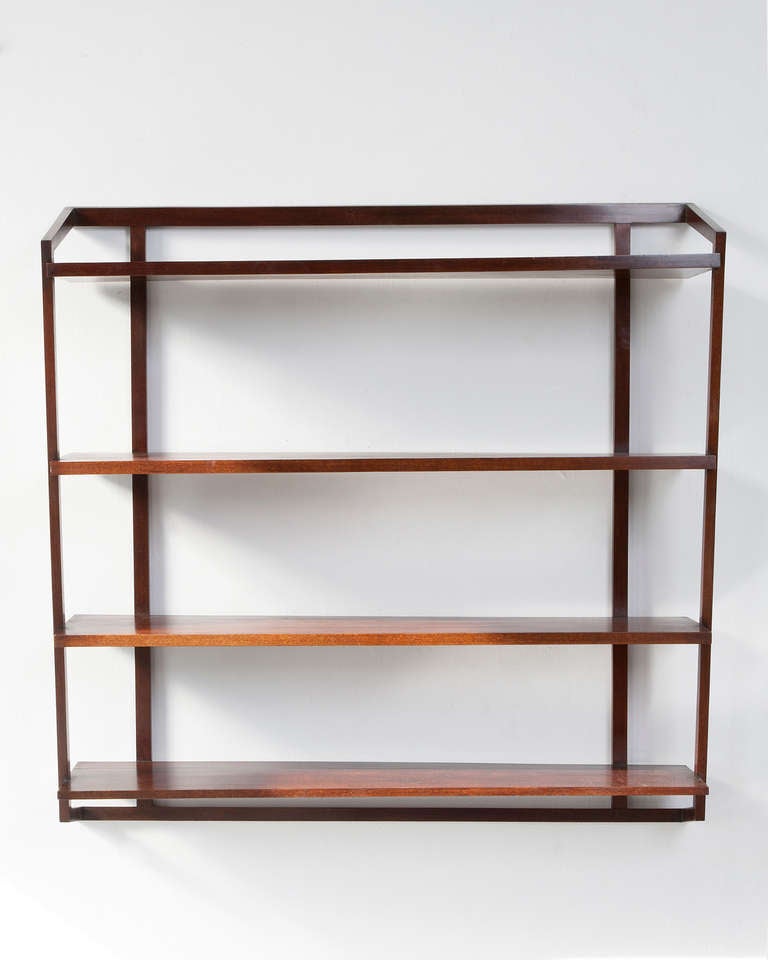 Brazilian Wall-Mounted Shelving Unit in Jacaranda by Joaquim Tenreiro, Brazil, 1950s