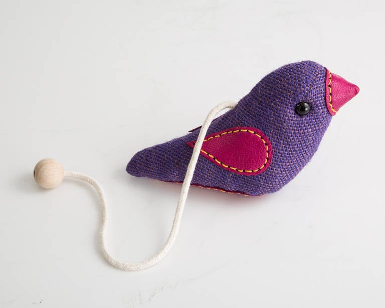 Contemporary 'Therapeutic Toy' Bird in Jute and Leather by Renate Müller
