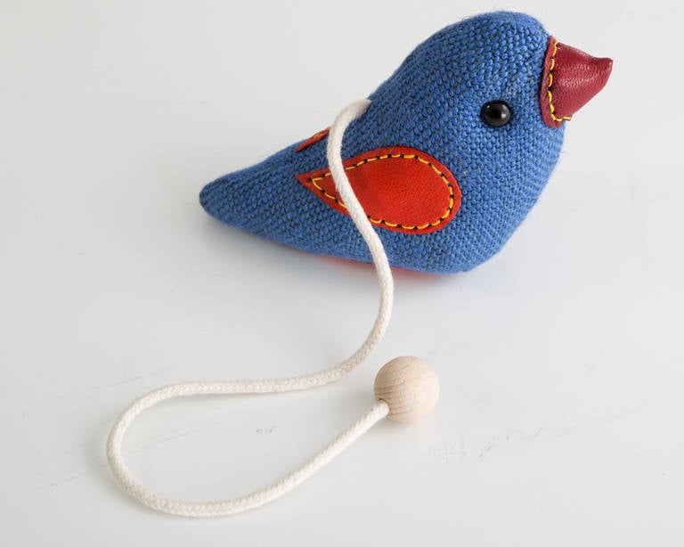 American 'Therapeutic Toy' Bird in Jute and Leather by Renate Müller