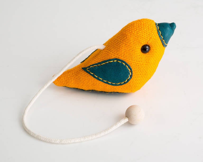 'Therapeutic Toy' Bird in Jute and Leather by Renate Müller 2